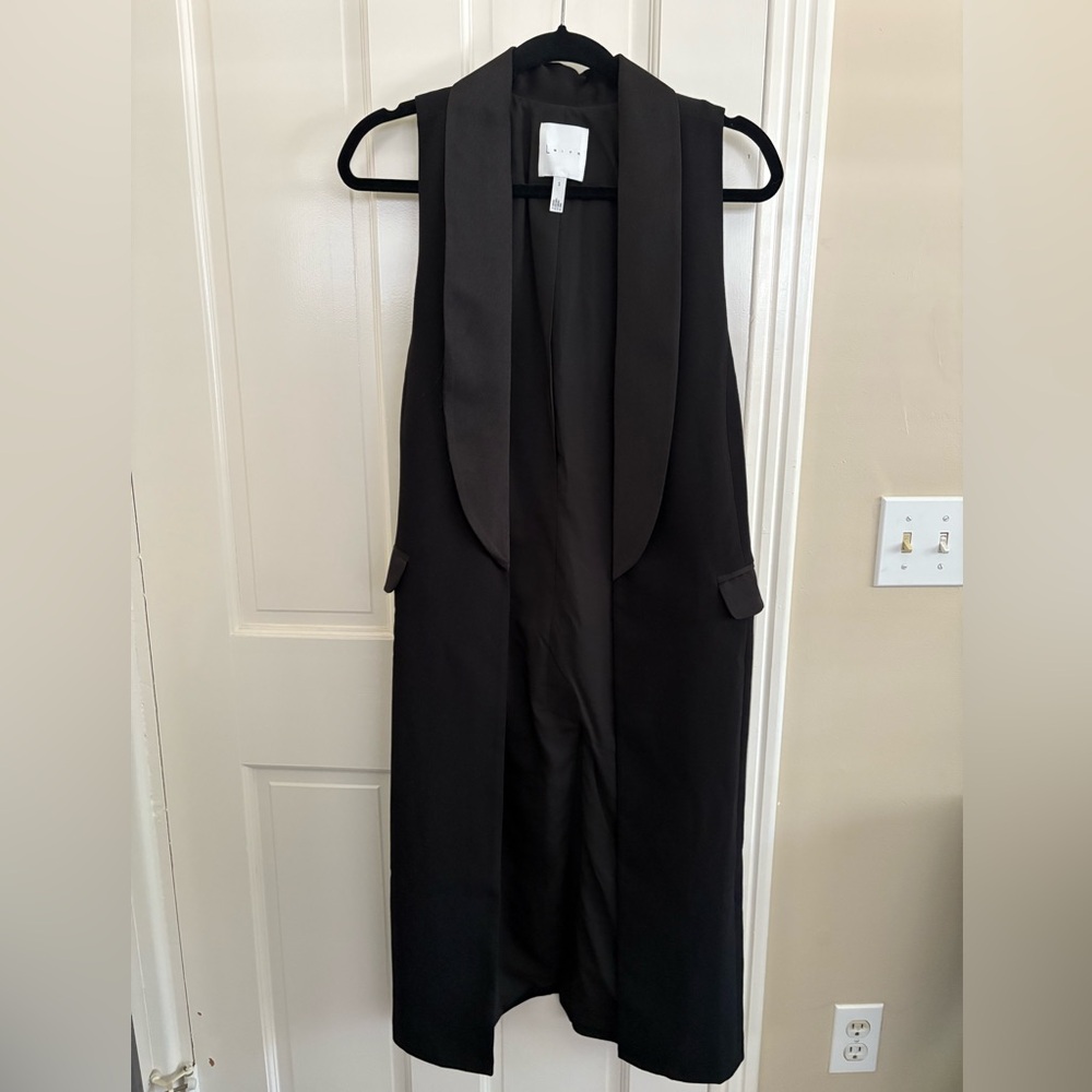 Leith Black Sleeveless Blazer/ Longline Vest Sz Small